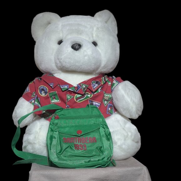 VTG 1993 Dayton Hudson Santa Bear World Traveler Plush w/ Passport Hat Backpack - Picture 12 of 17